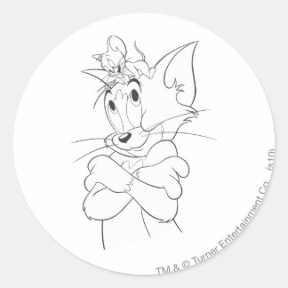 Tom und Jerry on Head Runder Aufkleber