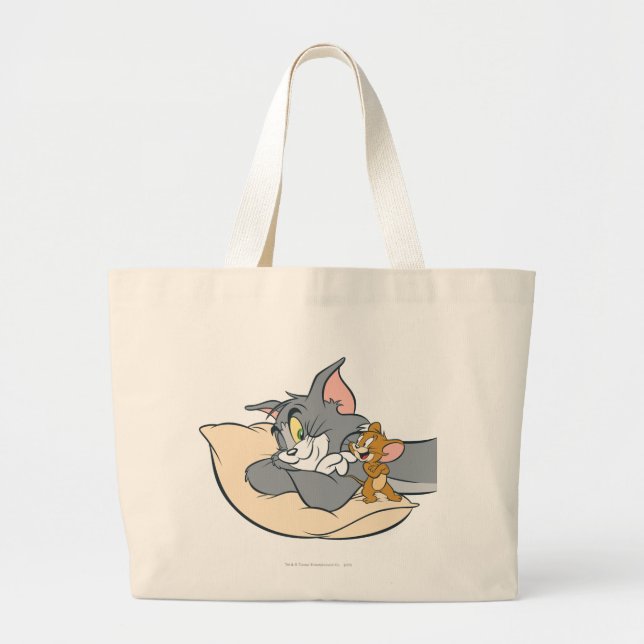 Tom und Jerry on Pillow Jumbo Stoffbeutel (Vorne)