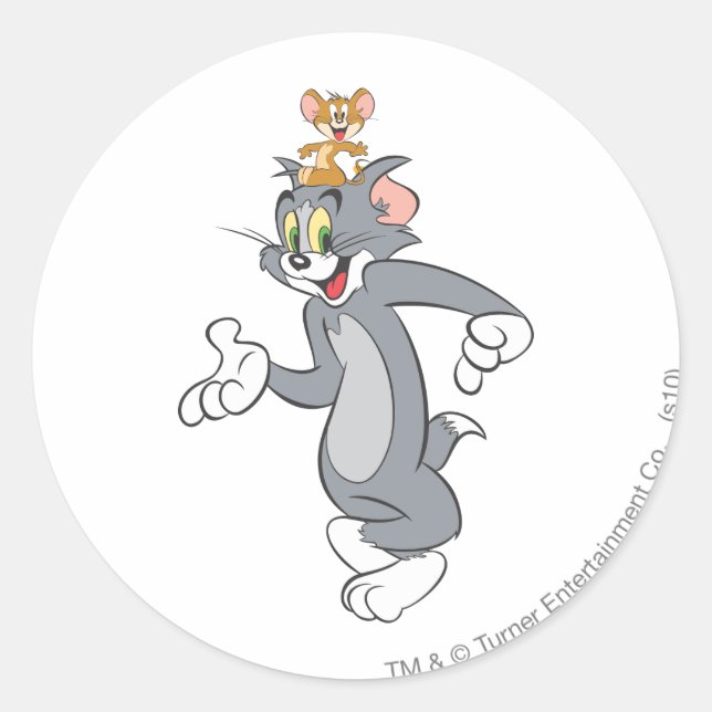 Tom und Jerry Pair Runder Aufkleber (Vorderseite)
