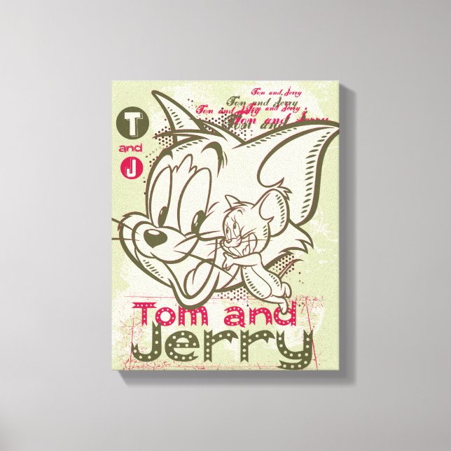 Tom und Jerry Pink und Green Leinwanddruck (Vorderseite)