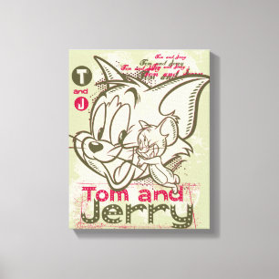 Tom und Jerry Pink und Green Leinwanddruck