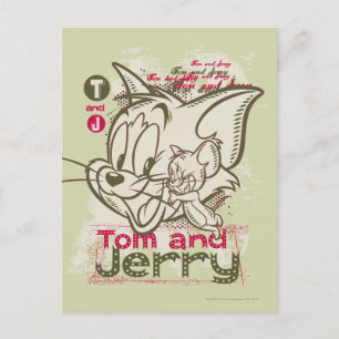 Tom und Jerry Pink und Green Postkarte