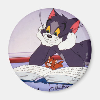 Tom und Jerry Reading Book autograviert Magnet