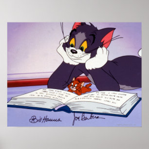 Tom und Jerry Reading Book autograviert Poster