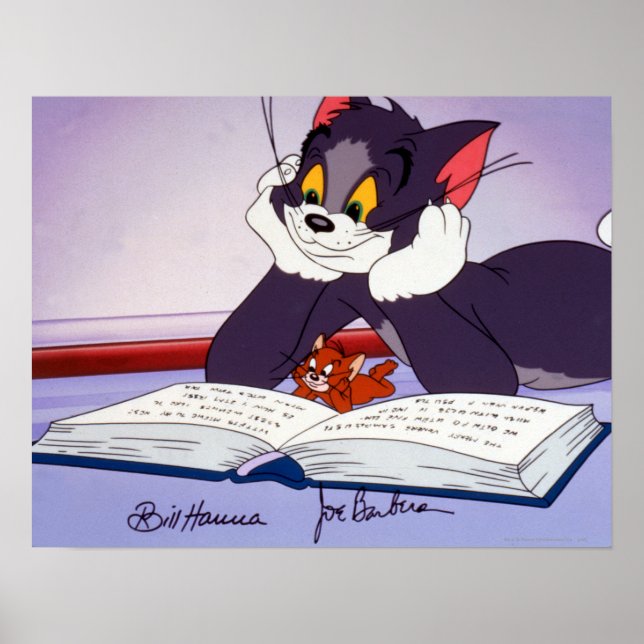 Tom und Jerry Reading Book autograviert Poster (Vorne)