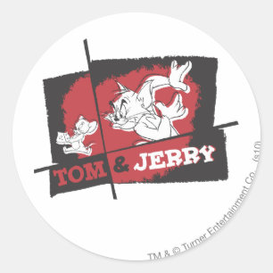 Tom und Jerry Red und Black Runder Aufkleber