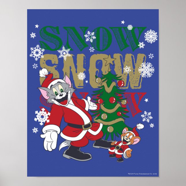 Tom und Jerry Santas am Baum Poster (Vorne)