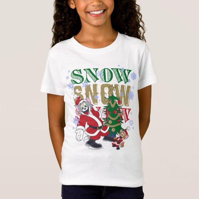 Tom und Jerry Santas am Baum T-Shirt (Vorderseite)