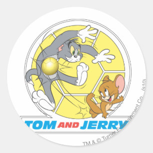 Tom und Jerry Soccer (Fußball) 8 Runder Aufkleber