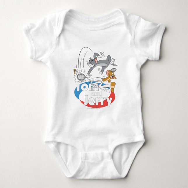 Tom und Jerry Tennis Stars 7 Baby Strampler (Vorderseite)