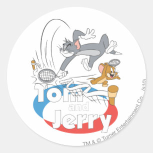 Tom und Jerry Tennis Stars 7 Runder Aufkleber