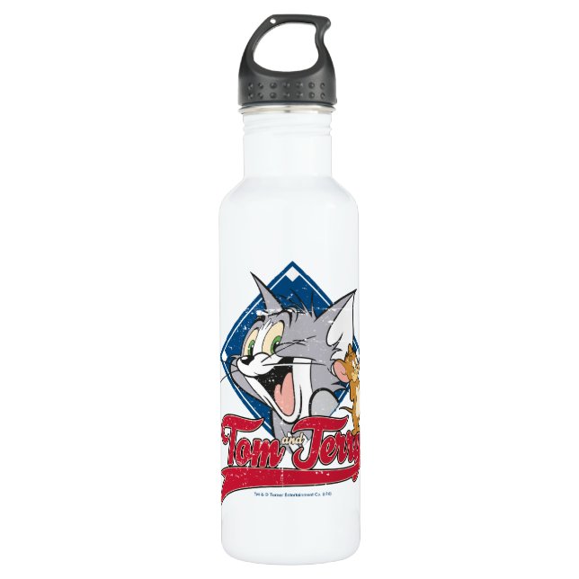 Tom und Jerry | Tom und Jerry auf Baseball Diamond Edelstahlflasche (Vorderseite)