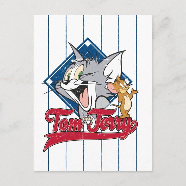 Tom und Jerry | Tom und Jerry auf Baseball Diamond Postkarte (Vorderseite)