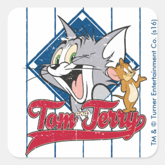 Tom und Jerry | Tom und Jerry auf Baseball Diamond Quadratischer Aufkleber