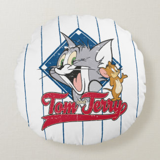 Tom und Jerry | Tom und Jerry auf Baseball Diamond Rundes Kissen