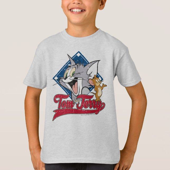 Tom und Jerry | Tom und Jerry auf Baseball Diamond T-Shirt (Vorderseite)