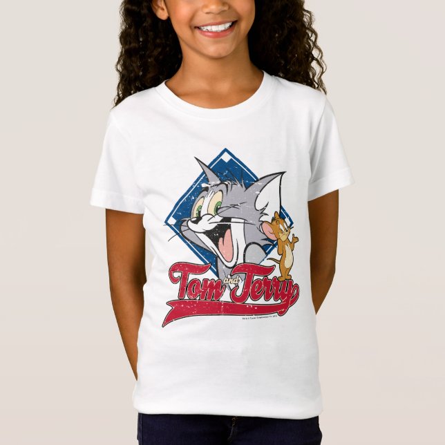 Tom und Jerry | Tom und Jerry auf Baseball Diamond T-Shirt (Vorderseite)