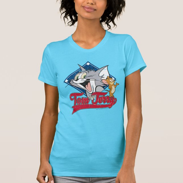 Tom und Jerry | Tom und Jerry auf Baseball Diamond T-Shirt (Vorderseite)