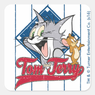 Tom und Jerry   Tom und Jerry auf Quadratischer Aufkleber