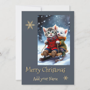Tom und Luna Weihnachtskarte Schlittenfahren Winte Feiertagskarte
