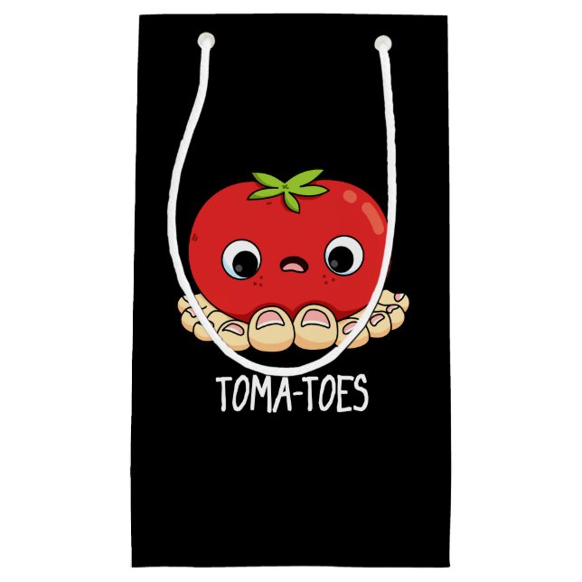 Toma-Zehen Funny Tomato with Toes Pun Dark BG Kleine Geschenktüte (Vorderseite)