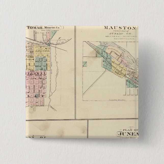 Tomah, Mauston, Fox Lake und Juneau Button (Vorderseite)