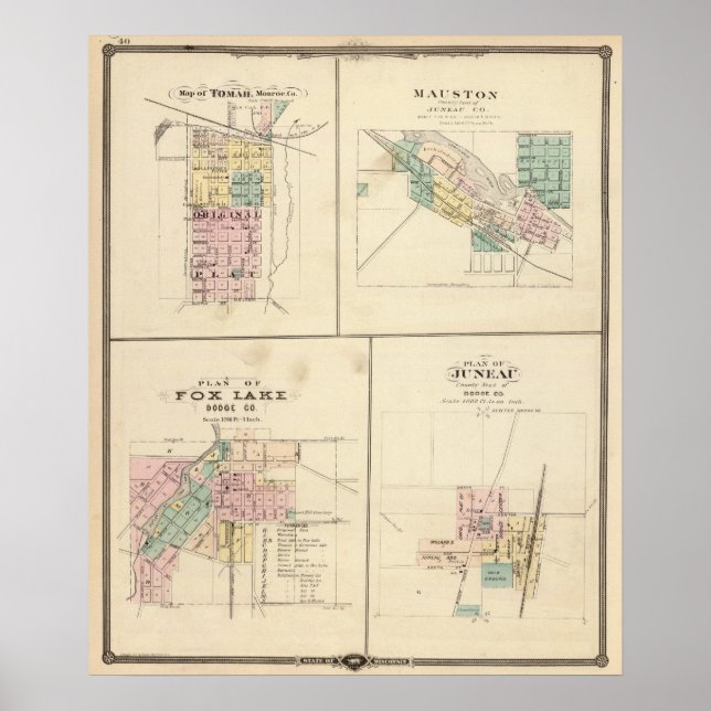 Tomah, Mauston, Fox Lake und Juneau Poster (Vorne)