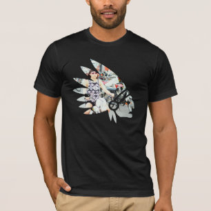 Tomahawk-amerikanisches Moped-Mädchen T-Shirt