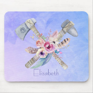 Tomahawk Feathers and Blume Aquarelldesign Mousepad