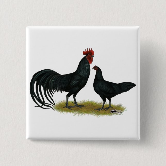 Tomaru Long Crower Chickens Button (Vorderseite)