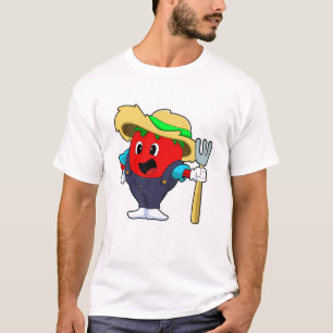 Tomate als Bauer mit Rake T-Shirt