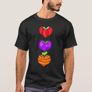 Tomate Aubergine und Karotte als Herzen Werde Ve T-Shirt
