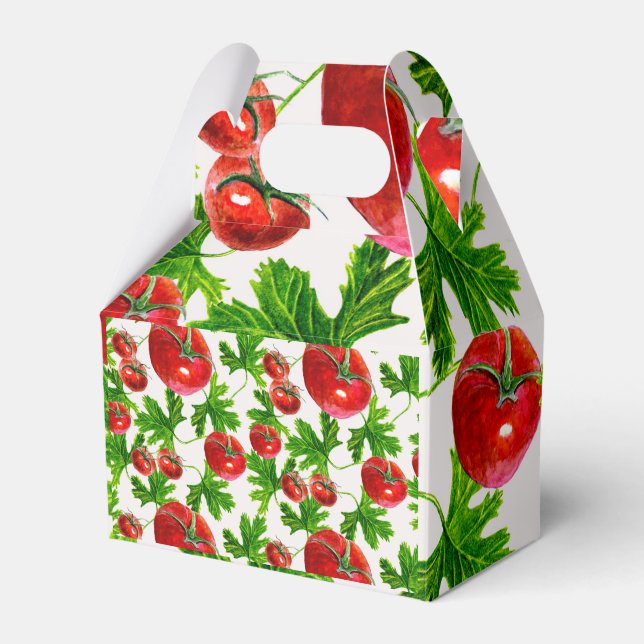 Tomate mit Blätter Muster Geschenkschachtel (Vorderseite)