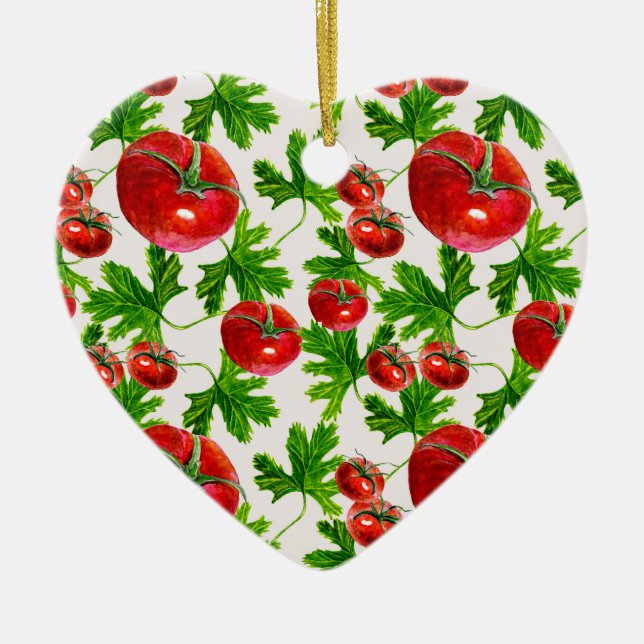 Tomate mit Blätter Muster Keramik Ornament (Vorne)