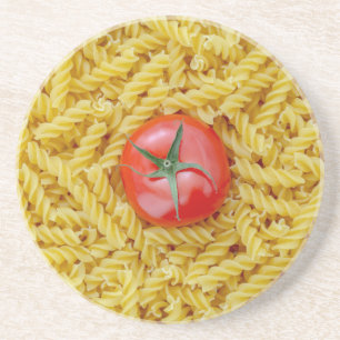 Tomate mit Fusilli-Pasta Sandstein Untersetzer