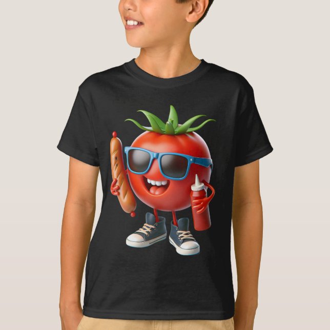 Tomate mit Ketchup und Wurst T-Shirt (Vorderseite)