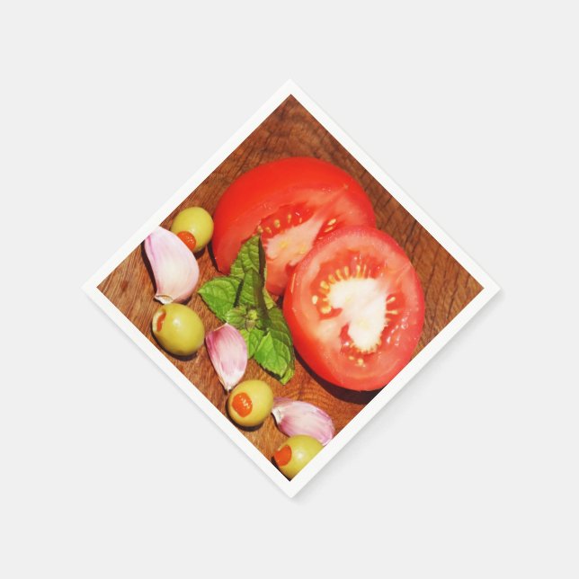 Tomate mit Zwiebel Serviette (Ecke)