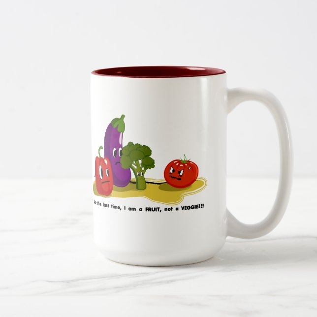 Tomate-Spaß Zweifarbige Tasse (Rechts)