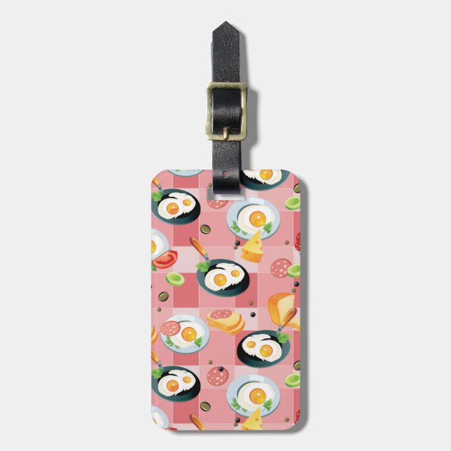 Tomate-und Spiegelei-Muster Gepäckanhänger (Vorderseite vertikal)