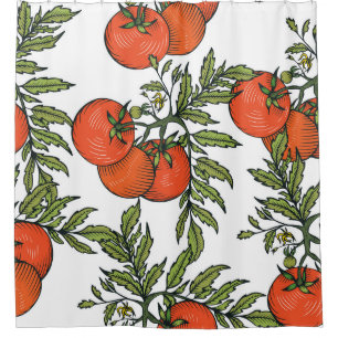 Tomate Vintag: Illustration des Agrarmarktes. Duschvorhang