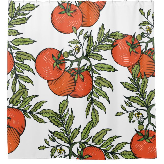 Tomate Vintag: Illustration des Agrarmarktes. Duschvorhang (Vorderseite)