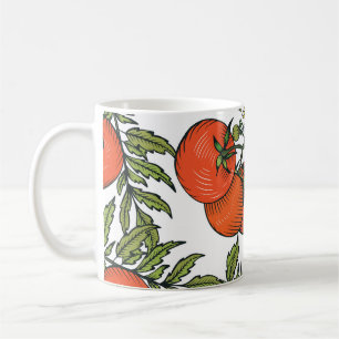 Tomate Vintag: Illustration des Agrarmarktes. Kaffeetasse