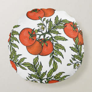 Tomate Vintag: Illustration des Agrarmarktes. Rundes Kissen
