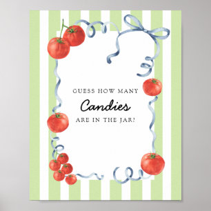 Tomaten-Baby Shower Errate wie viele Süßigkeiten Poster