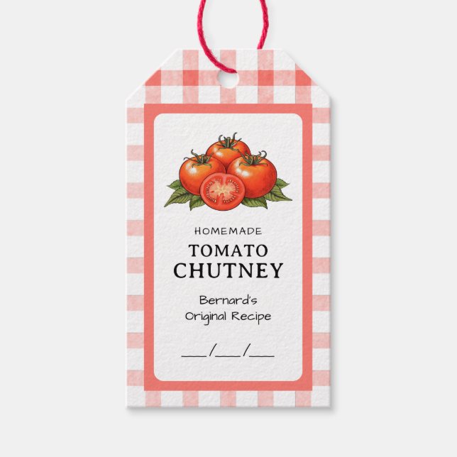 Tomaten-Chutney-Konserve Geschenkanhänger (Vorderseite)