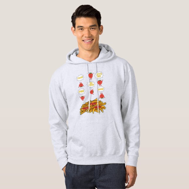 Tomaten, die auf gebratene Kartoffeln springen, Ca Hoodie (Vorne ganz)