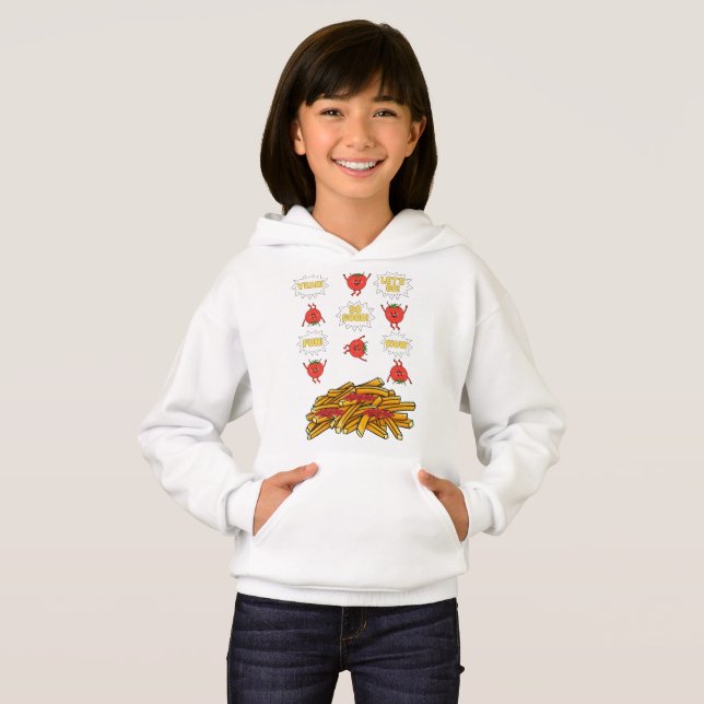 Tomaten, die auf gebratene Kartoffeln springen, Ca Hoodie (Vorne ganz)