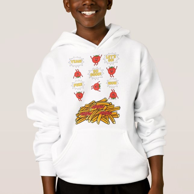 Tomaten, die auf gebratene Kartoffeln springen, Ca Hoodie (Vorderseite)