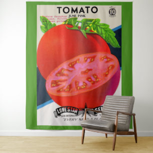 Tomaten-Druck von einem Samenpaket aus den 1950er Wandteppich