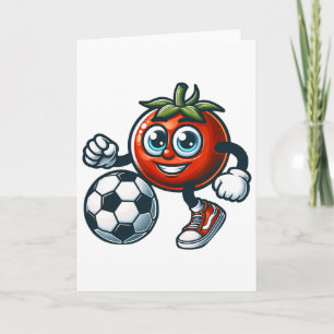 Tomaten-Fußballspieler Süße Cartoon Mit Fußball  Karte
